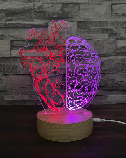 Lámpara Led Corazón y cerebro lámparas Luces de Colores intercambiables